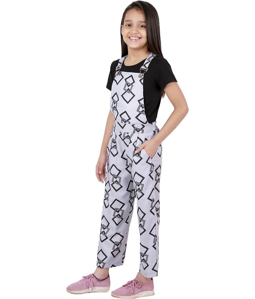 Kids Cave Girls Cotton Dungarees ( Pack of 1 , Grey )