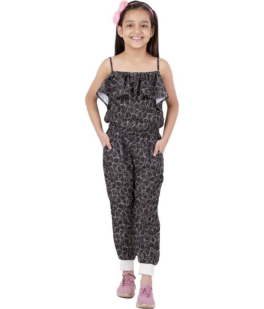 Kids Cave Girls Crepe Jumpsuit ( Pack of 1 , Black )