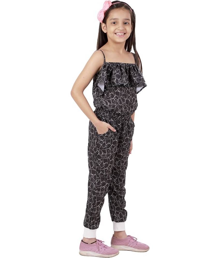 Kids Cave Girls Crepe Jumpsuit ( Pack of 1 , Black )