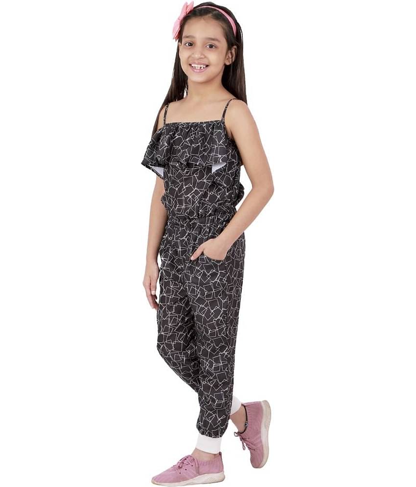 Kids Cave Girls Crepe Jumpsuit ( Pack of 1 , Black )