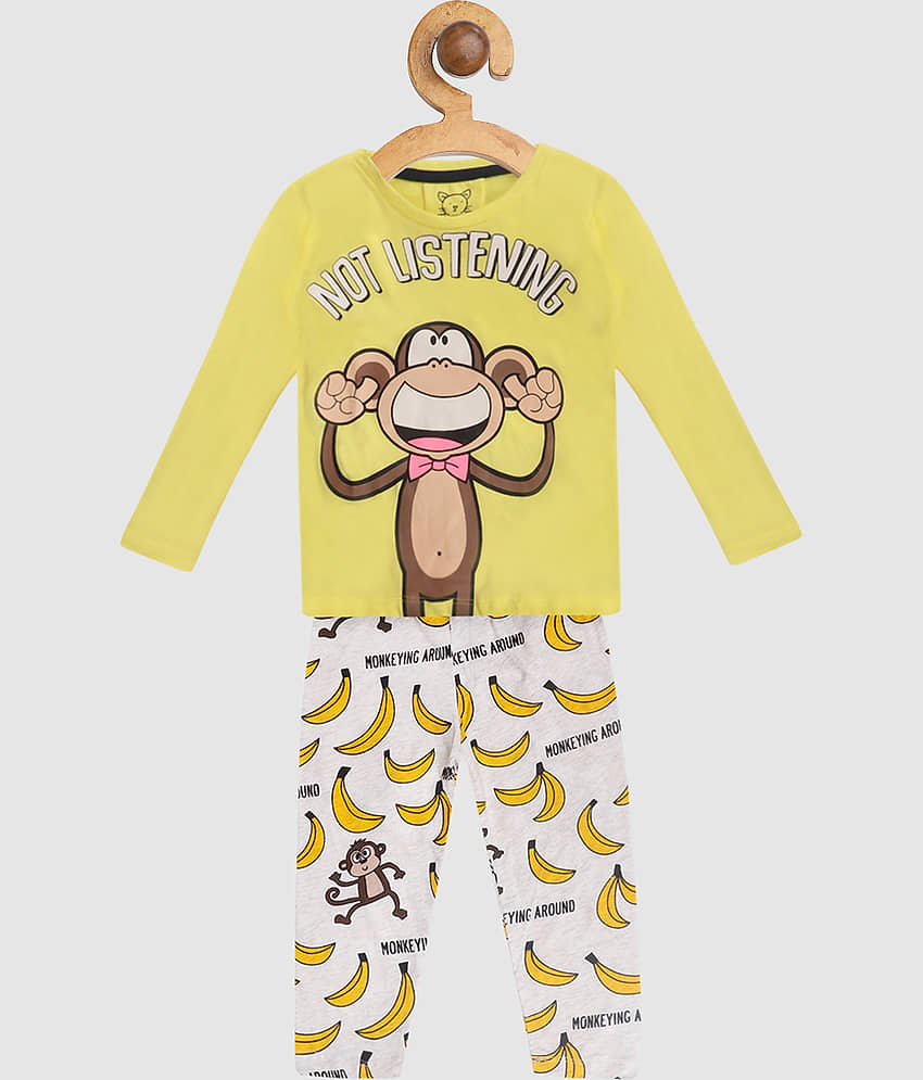 Lazy Shark Pack of 1 Boys Cotton Blend Nightsuit Set ( Yellow ) - Nightwear & Loungewear | Buy online on ZillyBuy