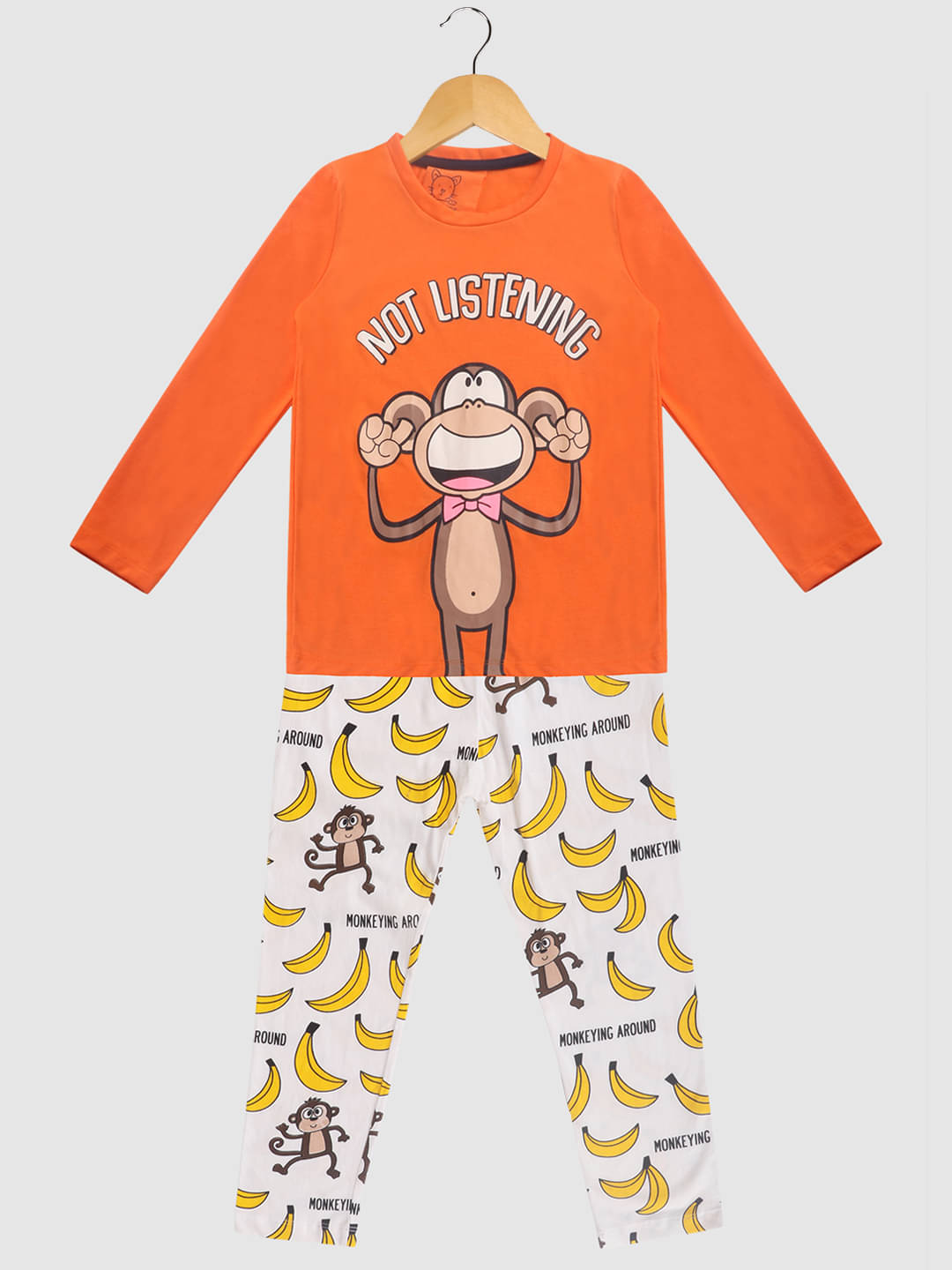     			Lazy Shark Pack of 1 Boys Cotton Blend Nightsuit Set ( Orange )