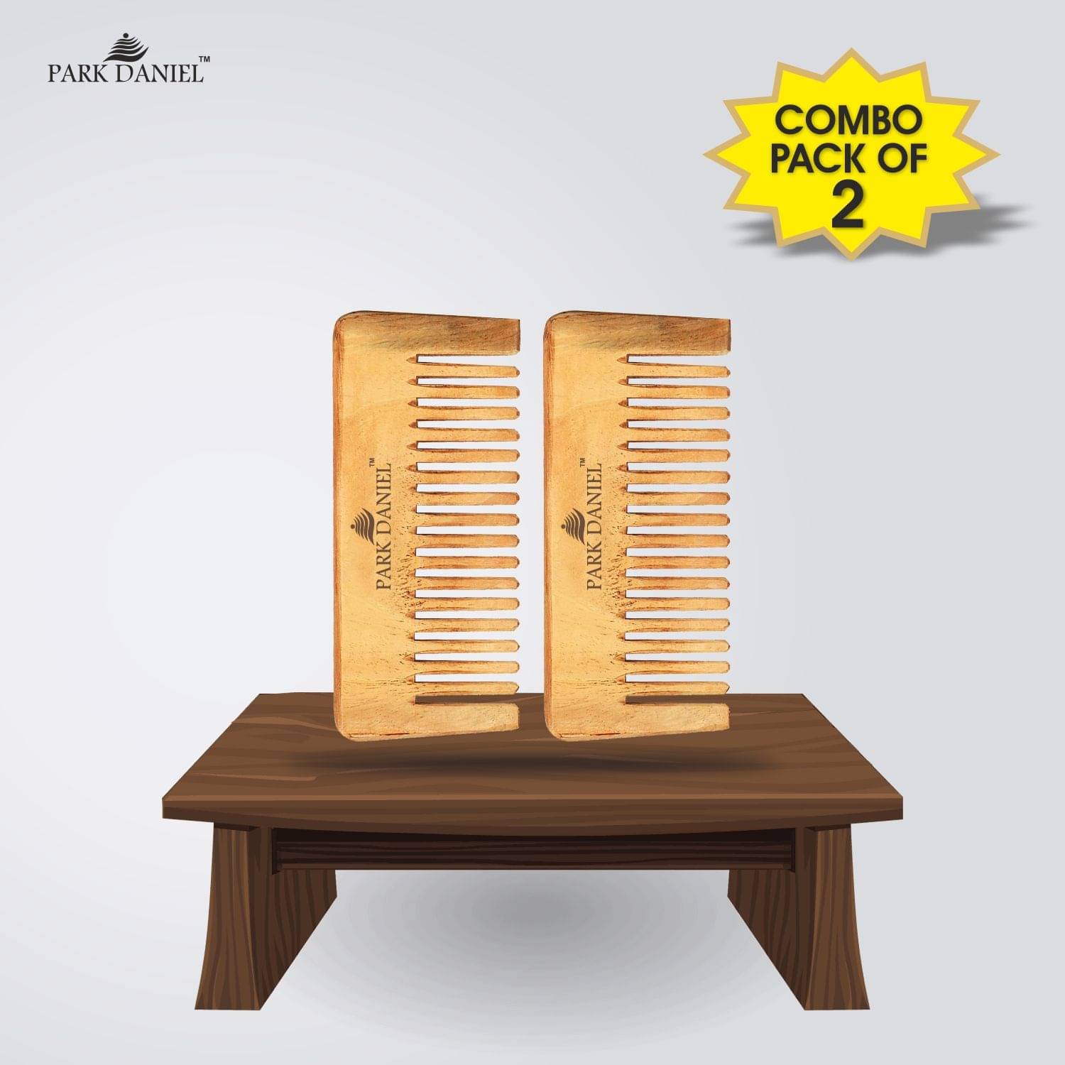     			Park Daniel  Neem Wooden Comb(5.5 inches) Fine Tooth Rattail Comb Pack of 2