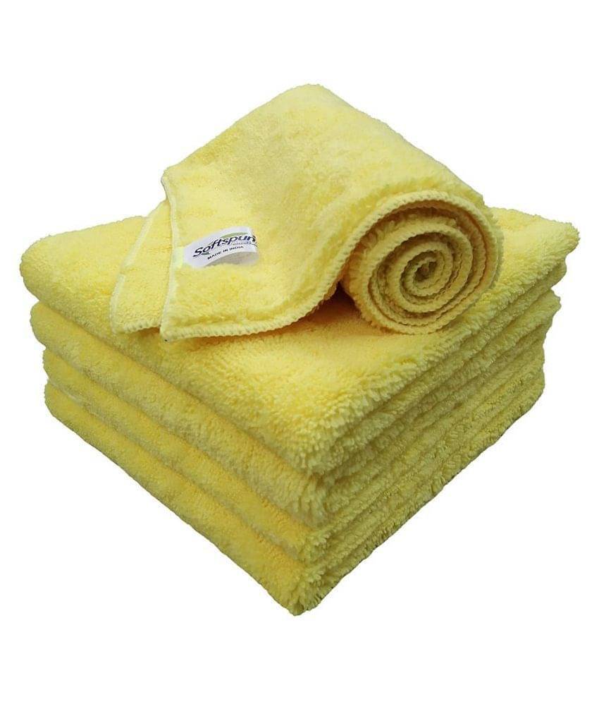 SOFTSPUN Microfiber High Loop Cleaning Cloths, 40x60 cms 5 pcs Towel Set 380 GSM (Yellow). Thick Lint & Streak-Free Multipurpose Cloths. SOFTSPUN Microfiber High Loop Cleaning Cloths, 40x60 cms 5 pcs Towel Set 380 GSM (Yellow). Thick Lint & Streak-Free Multipurpose Cloths.