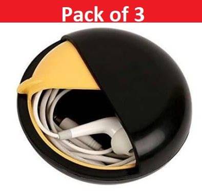     			FSN Pack of 3 Multi-color Round Shaped Earphone, Jewelry, Wire, Data Cable and Cord Organiser Cum Protector with Rotating Storage Case (Pack of 1)