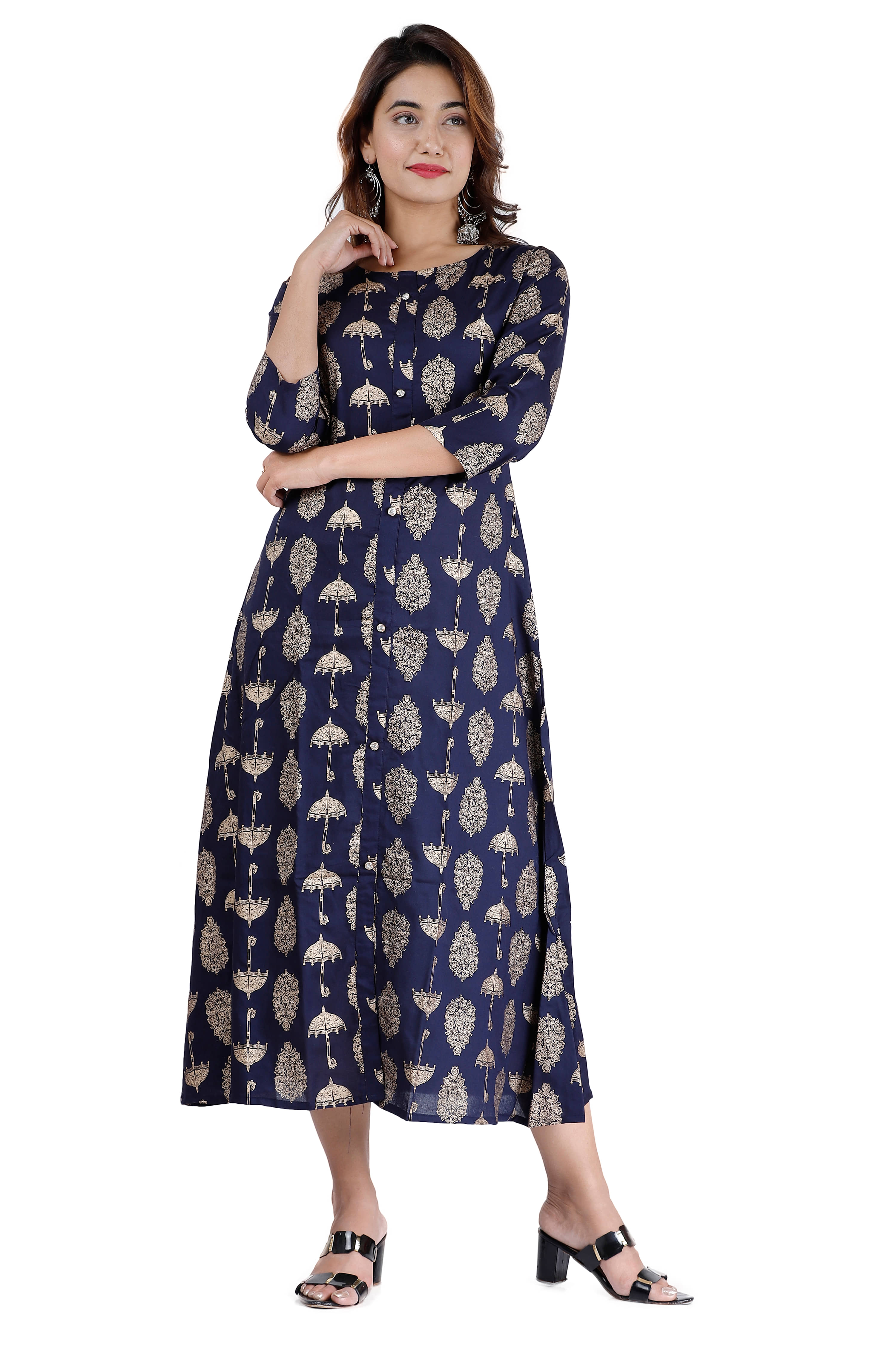 EXPORTHOUSE - Blue Rayon Women's Flared Kurti ( Pack of 1 ) - Kurtis, Tunics | Buy online on ZillyBuy