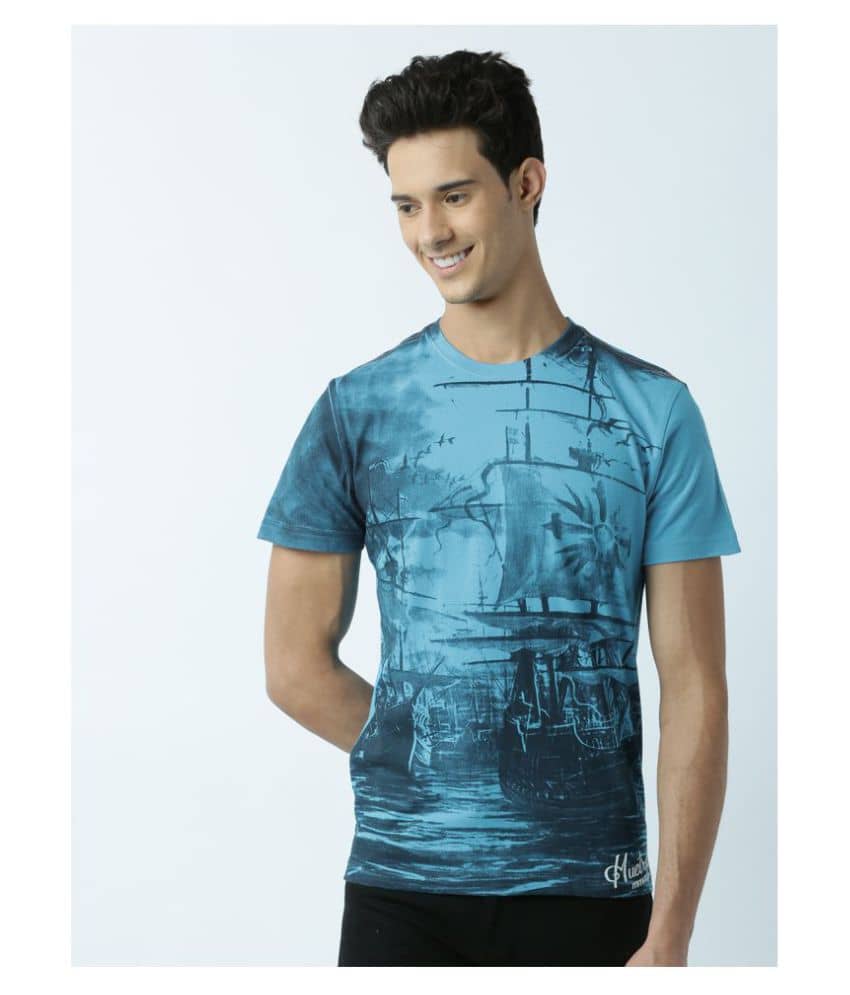 Huetrap Pack of 1 Cotton Regular Fit Men's T-Shirt ( Turquoise )