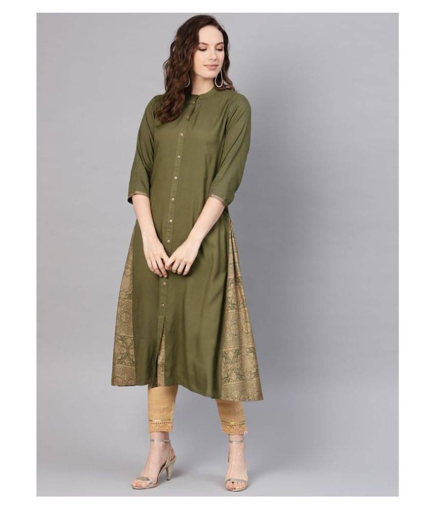     			Juniper - Green Rayon Women's Flared Kurti ( Pack of 1 )