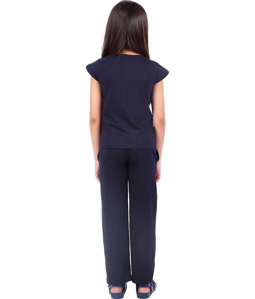 Kids Cave Pack of 2 Girls 100% Cotton T-shirt With Pants ( Blue )