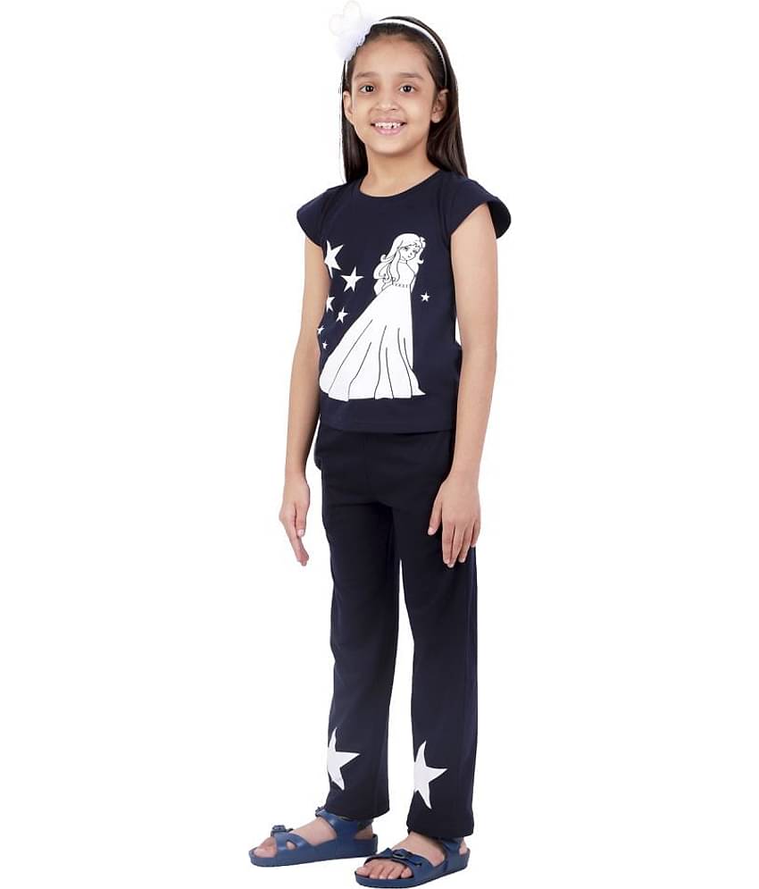 Kids Cave Pack of 2 Girls 100% Cotton T-shirt With Pants ( Blue )