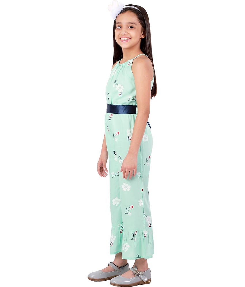 Kids Cave Girls Rayon Jumpsuit ( Pack of 1 , Light Green )