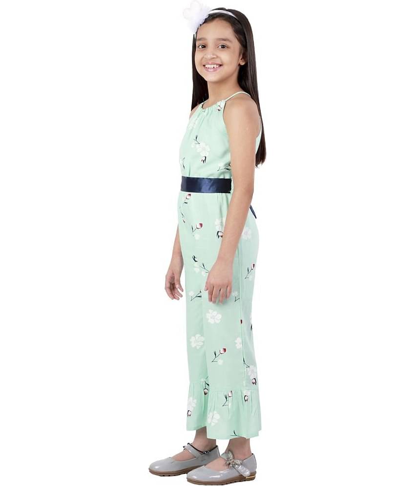 Kids Cave Girls Rayon Jumpsuit ( Pack of 1 , Light Green )