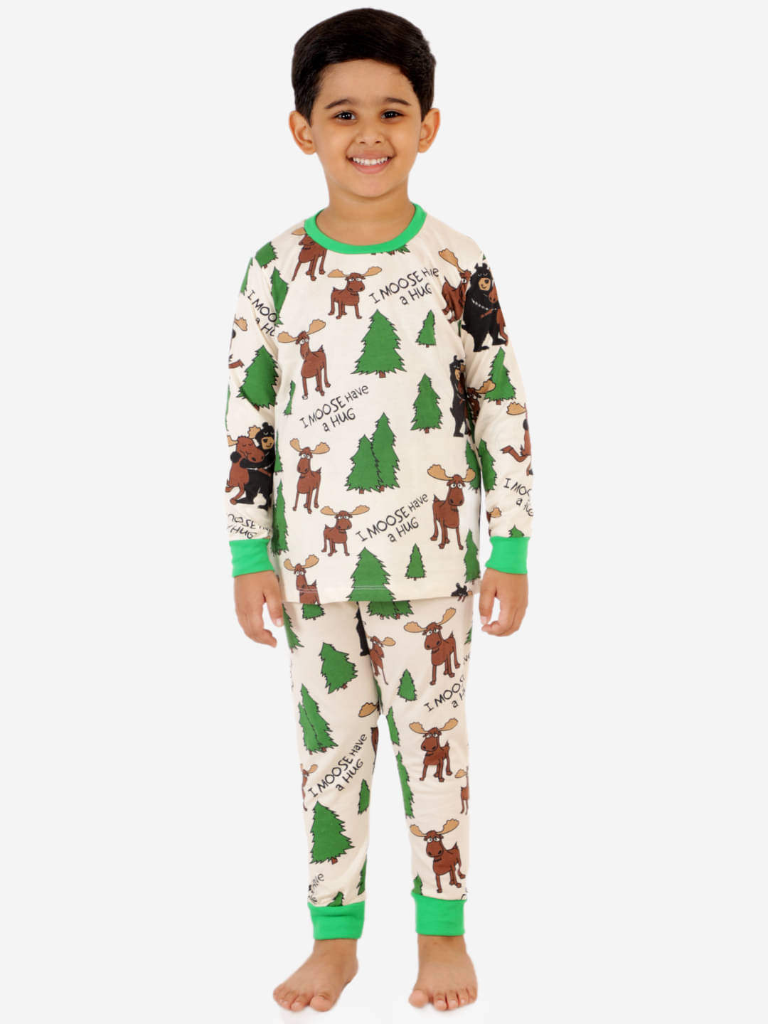     			Lazy Shark Pack of 1 Boys Cotton Blend Nightsuit Set ( Cream )