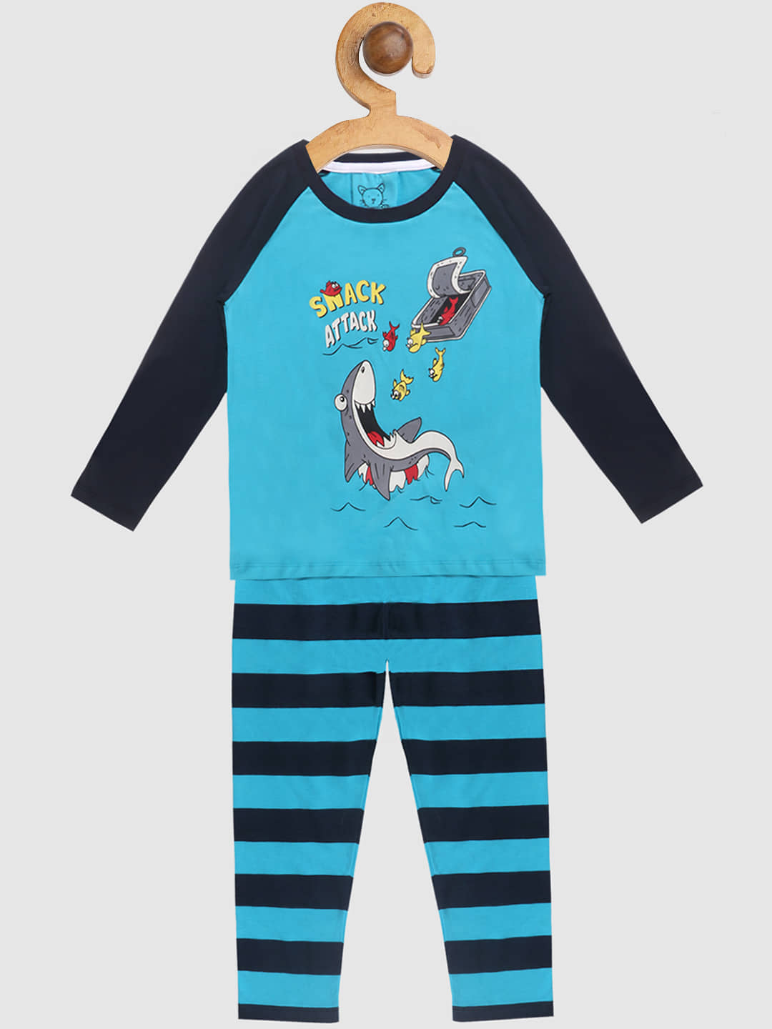 Lazy Shark Pack of 1 Boys Cotton Blend Nightsuit Set ( Blue ) - Nightwear & Loungewear | Buy online on ZillyBuy