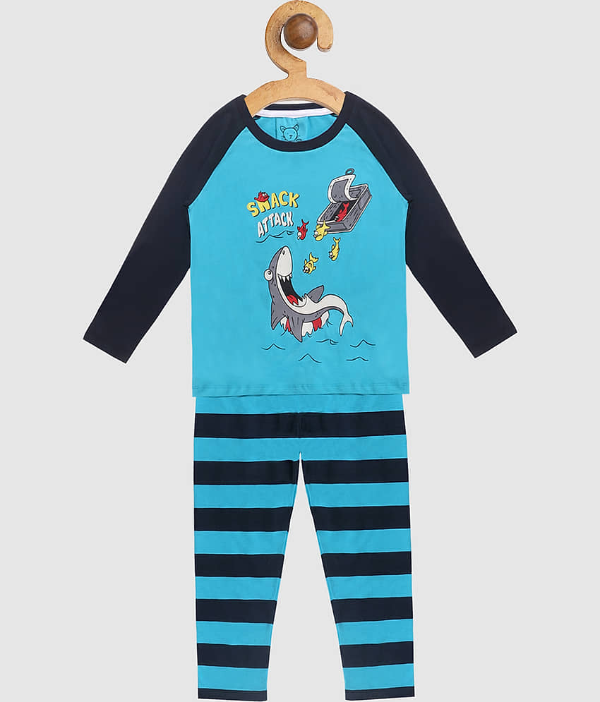 Lazy Shark Pack of 1 Boys Cotton Blend Nightsuit Set ( Blue ) - Nightwear & Loungewear | Buy online on ZillyBuy