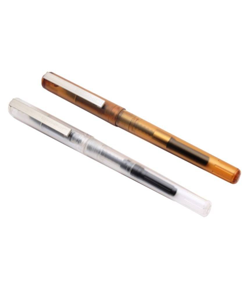 Set Of 2 - Jinhao 35 Demonstrator White & Orange Fountain Pen Fine Nib & Converter Set Of 2 - Jinhao 35 Demonstrator White & Orange Fountain Pen Fine Nib & Converter