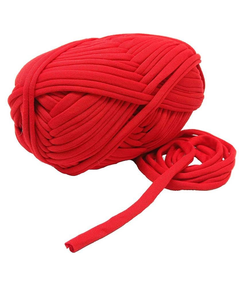 T-Shirt Yarn Carpet, Knitting Yarn for Hand DIY Bag Blanket Cushion Crocheting Projects TSH New 100 GMS (RED) - Stationery | Buy online on ZillyBuy
