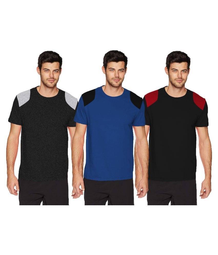    			THE BLAZZE 100 Percent Cotton Multi Solids T-Shirt Pack of 3
