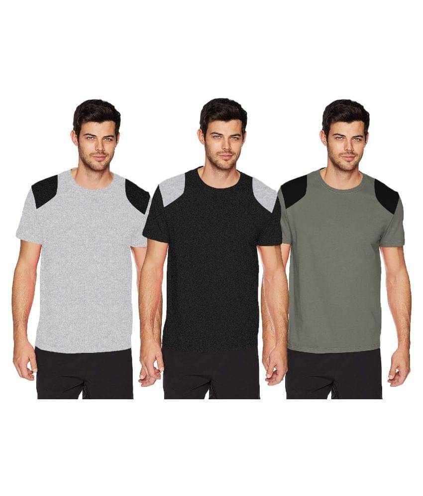     			THE BLAZZE 100 Percent Cotton Multi Solids T-Shirt Pack of 3