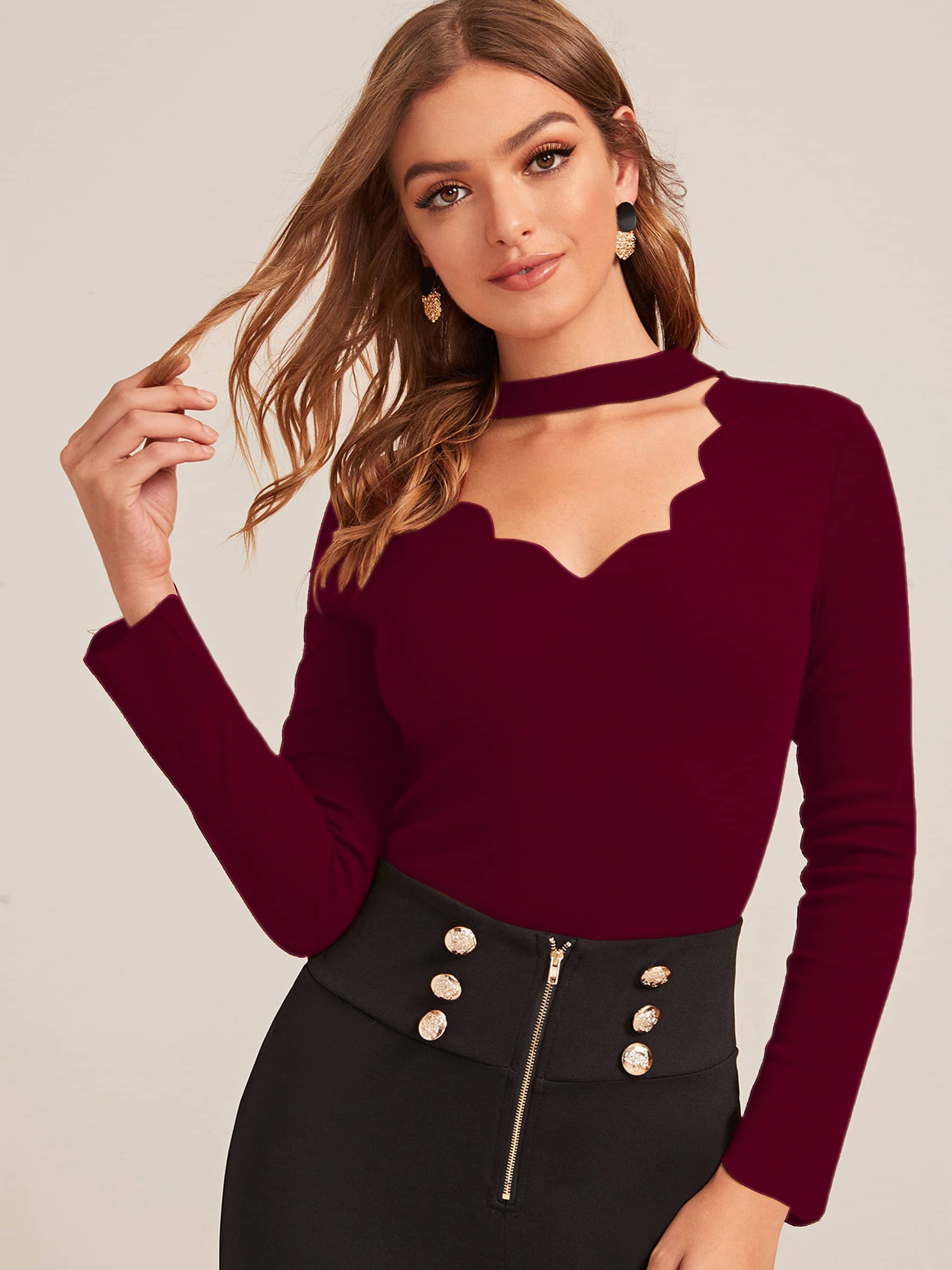     			Aahwan Women's Polyester Regular Top ( Maroon )