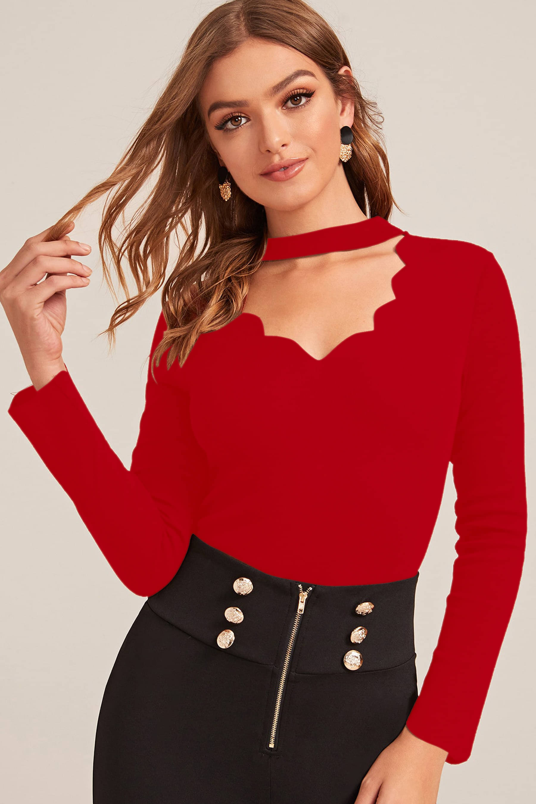 Aahwan Women's Polyester Regular Top ( Red ) Aahwan Women's Polyester Regular Top ( Red )