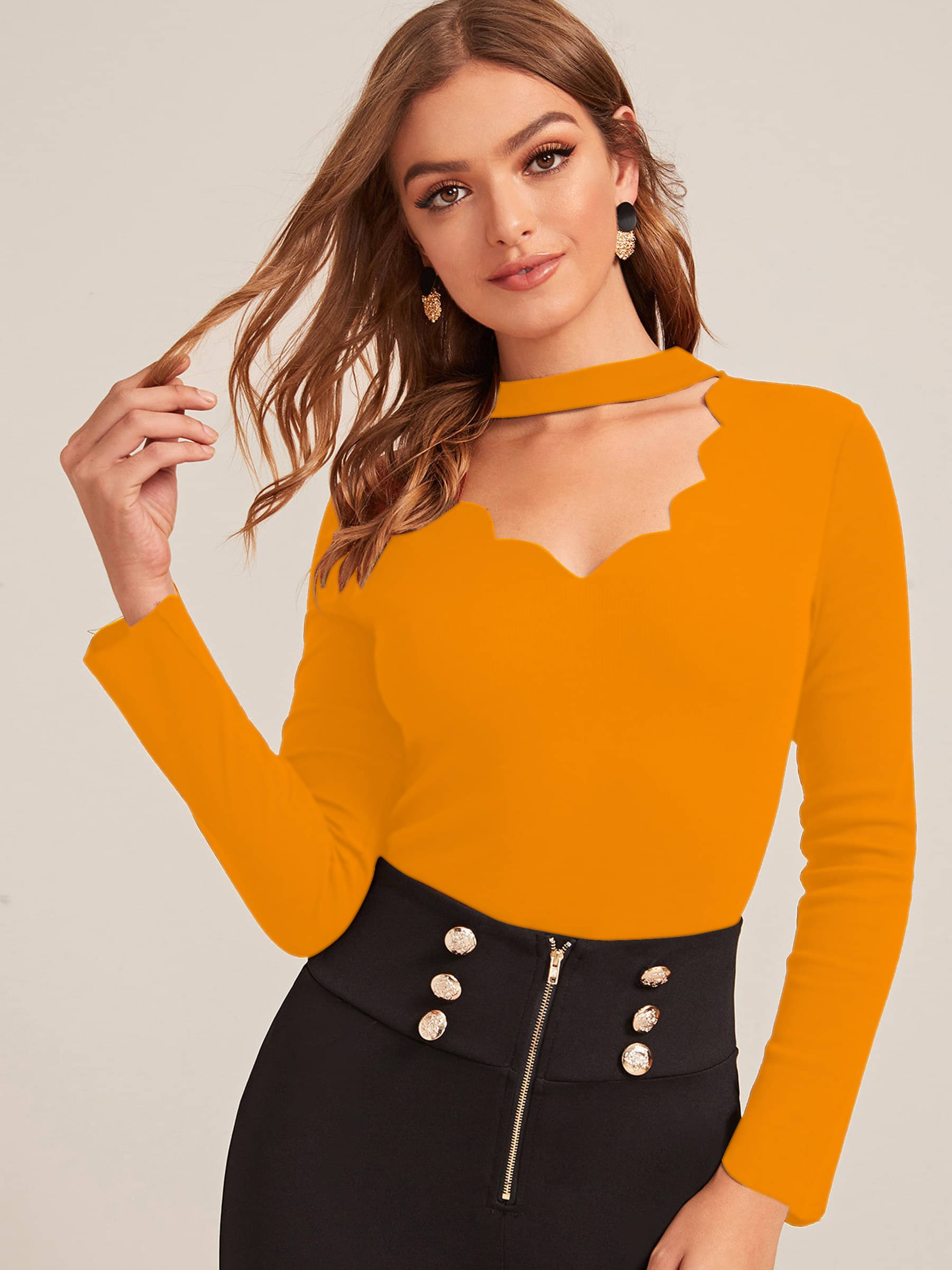 Aahwan Women's Polyester Regular Top ( Yellow ) Aahwan Women's Polyester Regular Top ( Yellow )