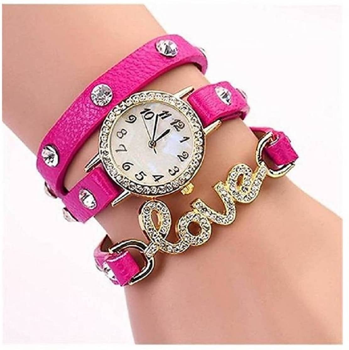 DECLASSE Pink Leather Analog Womens Watch
