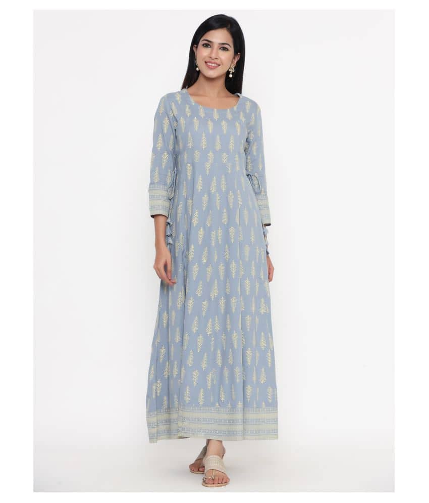 Kbz - Grey Rayon Women's Flared Kurti - Kurtis, Tunics | Buy online on ZillyBuy