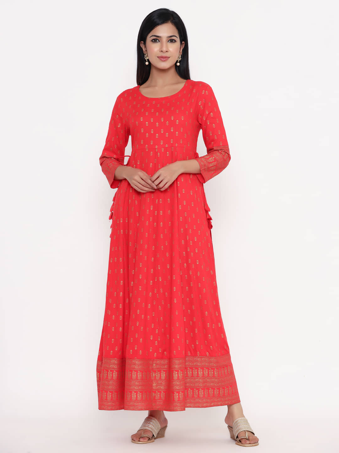 Kbz - Red Rayon Women's Flared Kurti ( ) - Kurtis, Tunics | Buy online on ZillyBuy