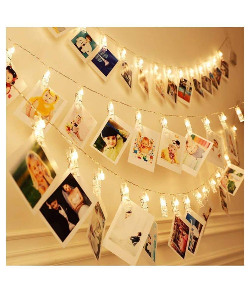 MIRADH 20 Photo Clips 2AA Battery Powered String Lights Off White