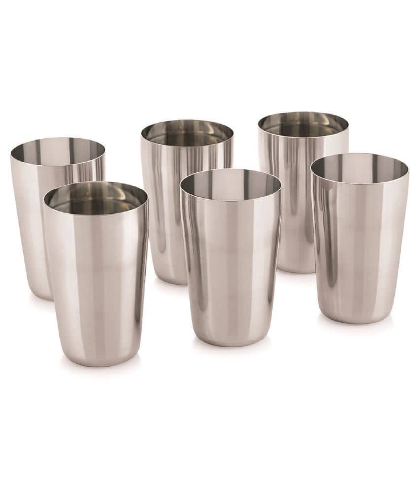 Neelam - Set of 6 pcs Steel Glasses 300 ml ( Pack of 6 )