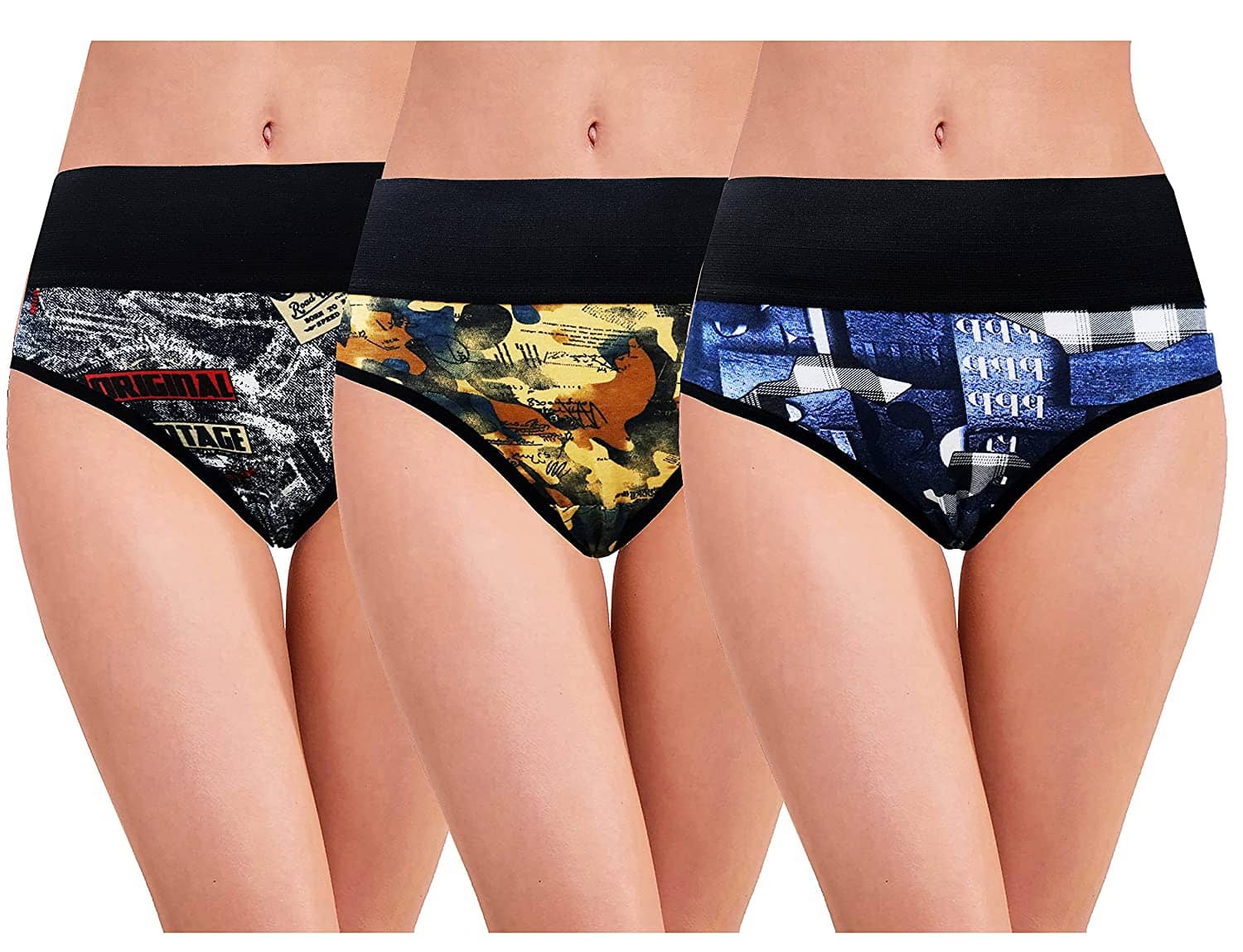 RC. ROYAL CLASS Pack of 3 Cotton Women's Hipsters ( Multi Color )
