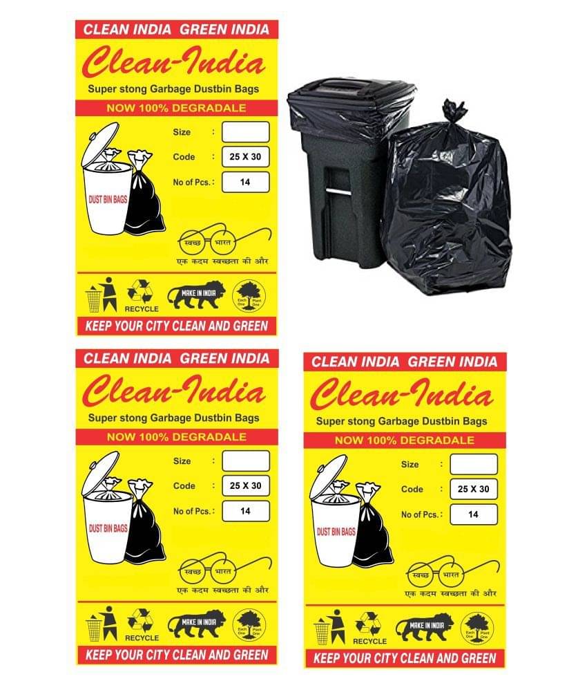     			C-I Large 42 pcs - 25X30 Black Disposable Garbage Trash Waste Dustbin Bags of 63cm x 76cm | Pack of 3 X 14 pcs= total 42 pcs