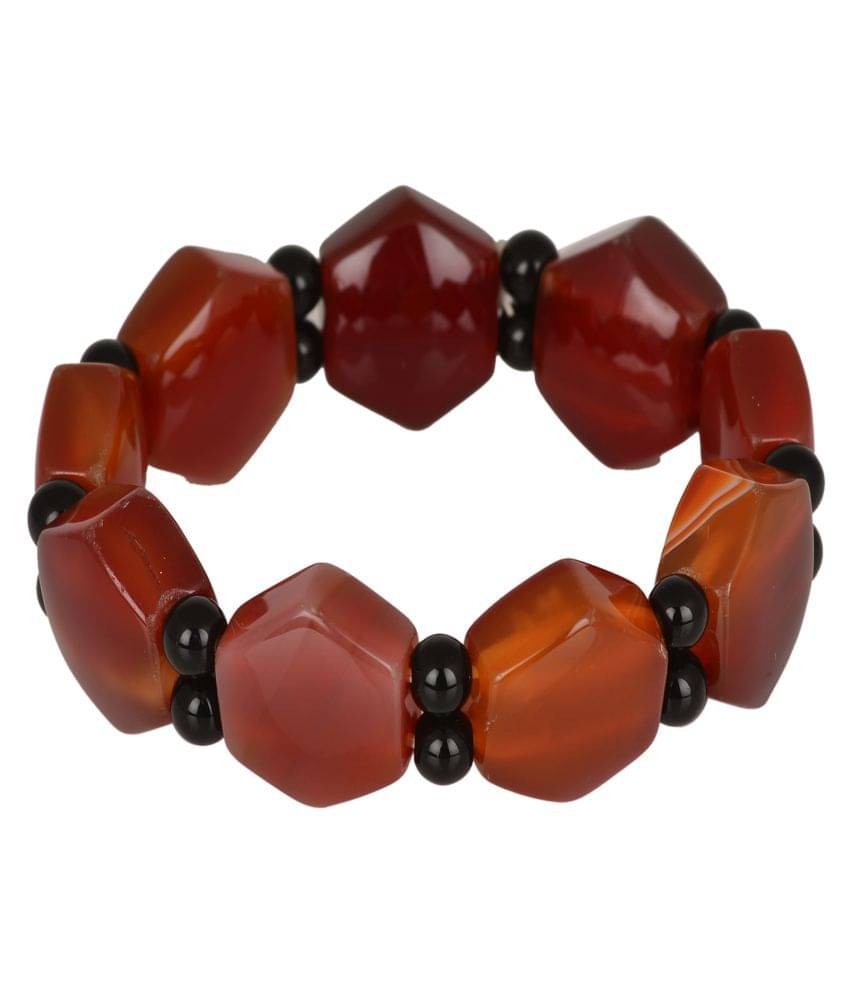 KESAR ZEMS Natural Red Carnelian Color Crystal Bracelet Hexagon & Black Round Shape Stone With Smooth Stone Bracelet Stretchable Wrist Stylish Band For Unisex {10 x 2 x 1 CM} Red & Black. KESAR ZEMS Natural Red Carnelian Color Crystal Bracelet Hexagon & Black Round Shape Stone With Smooth Stone Bracelet Stretchable Wrist Stylish Band For Unisex {10 x 2 x 1 CM} Red & Black.