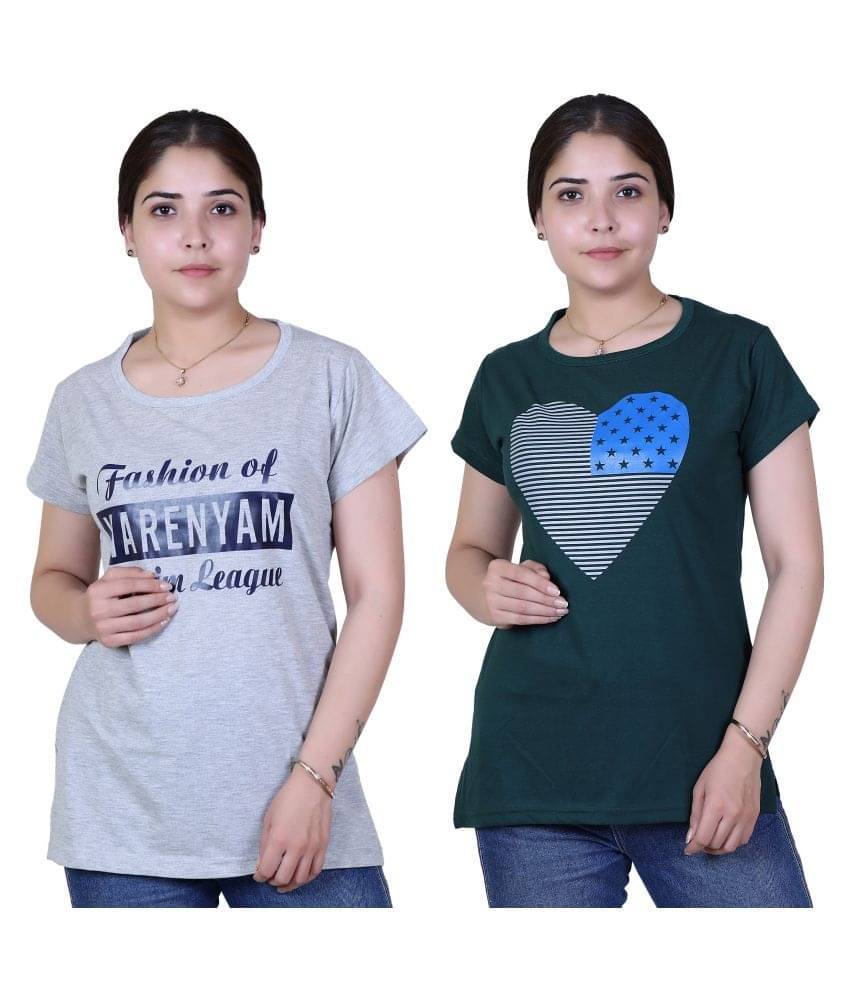     			Varenyam Women Cotton Regular Fit Round Neck T-Shirt ( Grey )