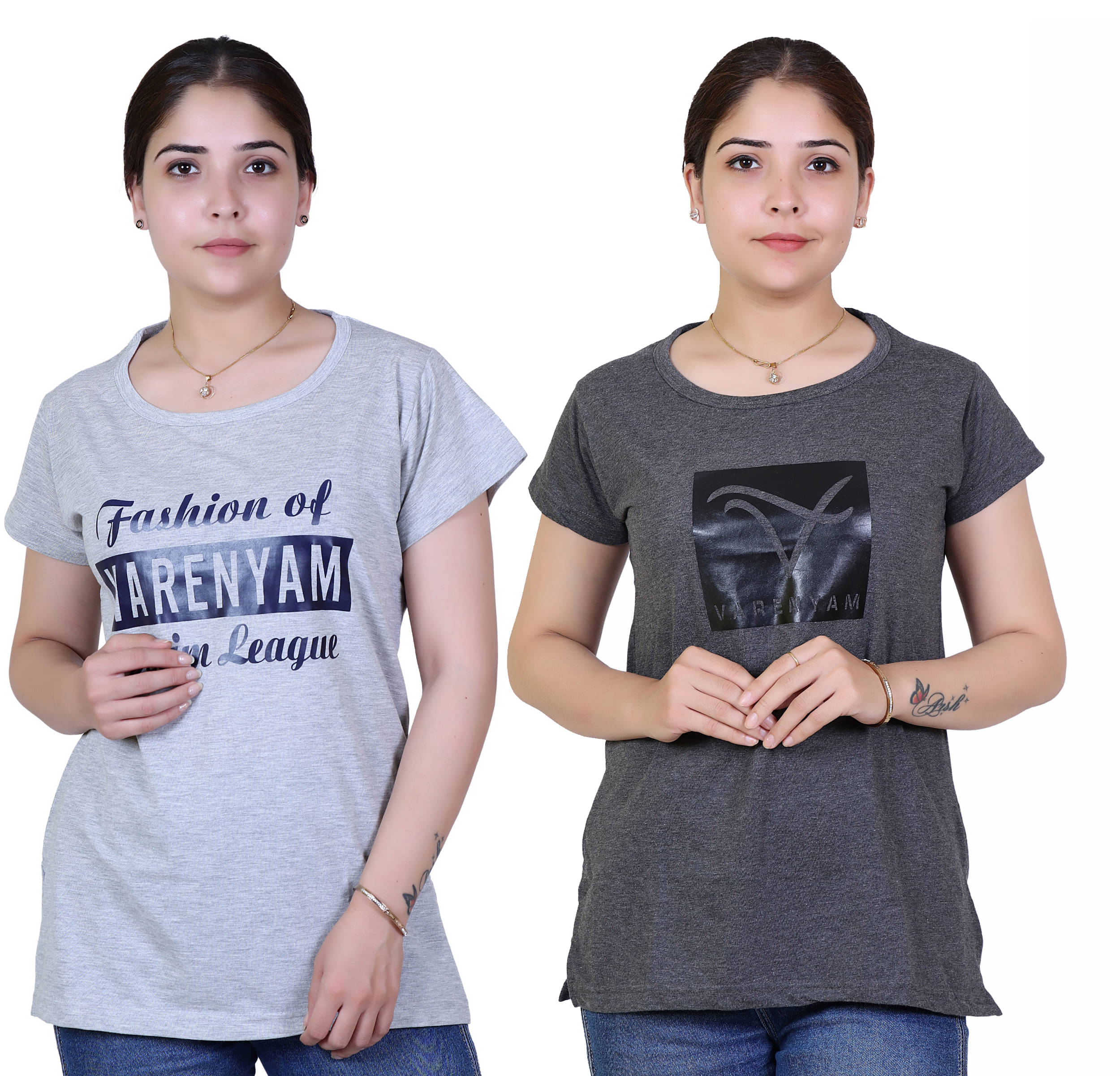     			Varenyam Women Cotton Regular Fit Round Neck T-Shirt ( Grey )