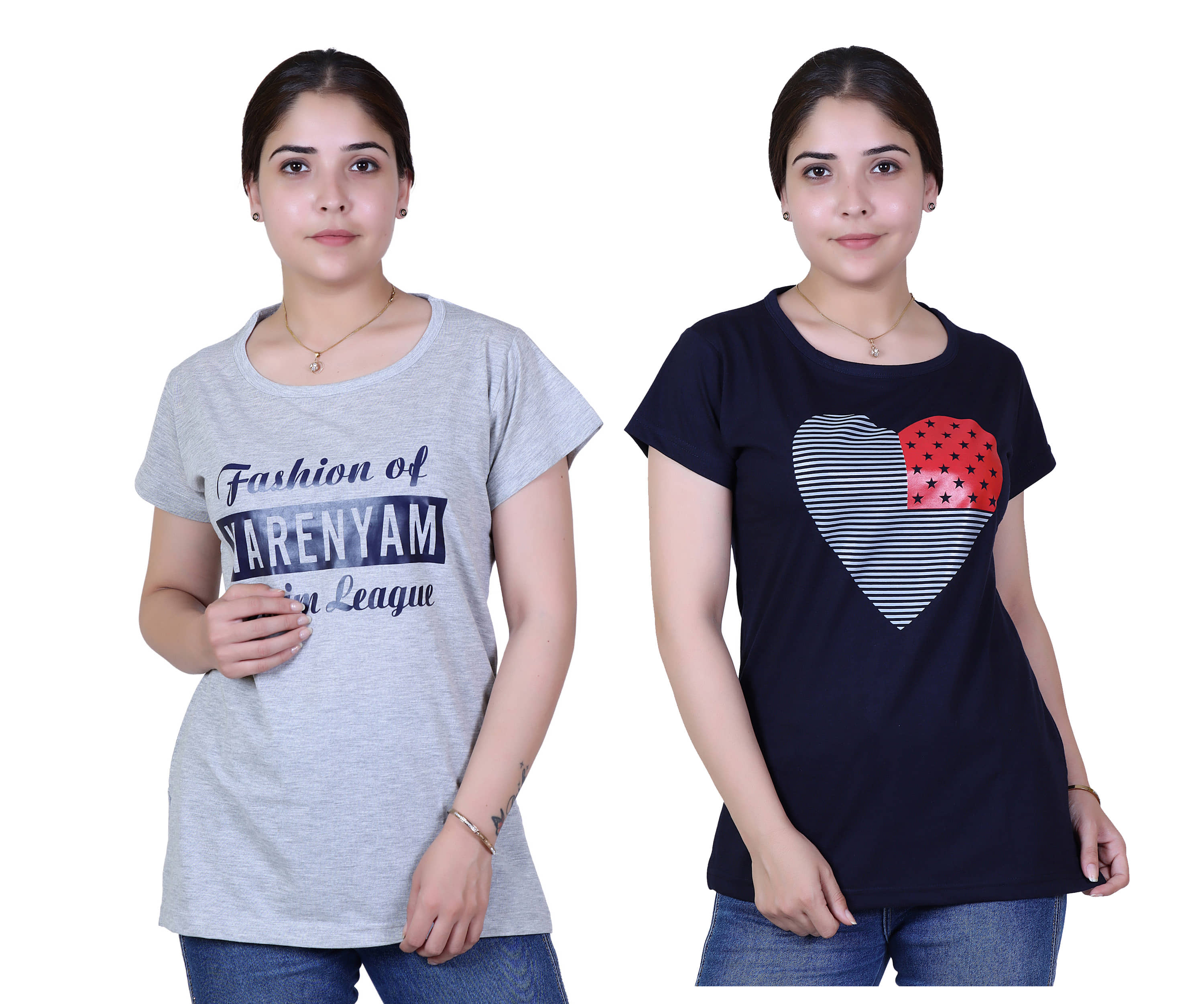 Varenyam Women Cotton Regular Fit Round Neck T-Shirt ( Grey )
