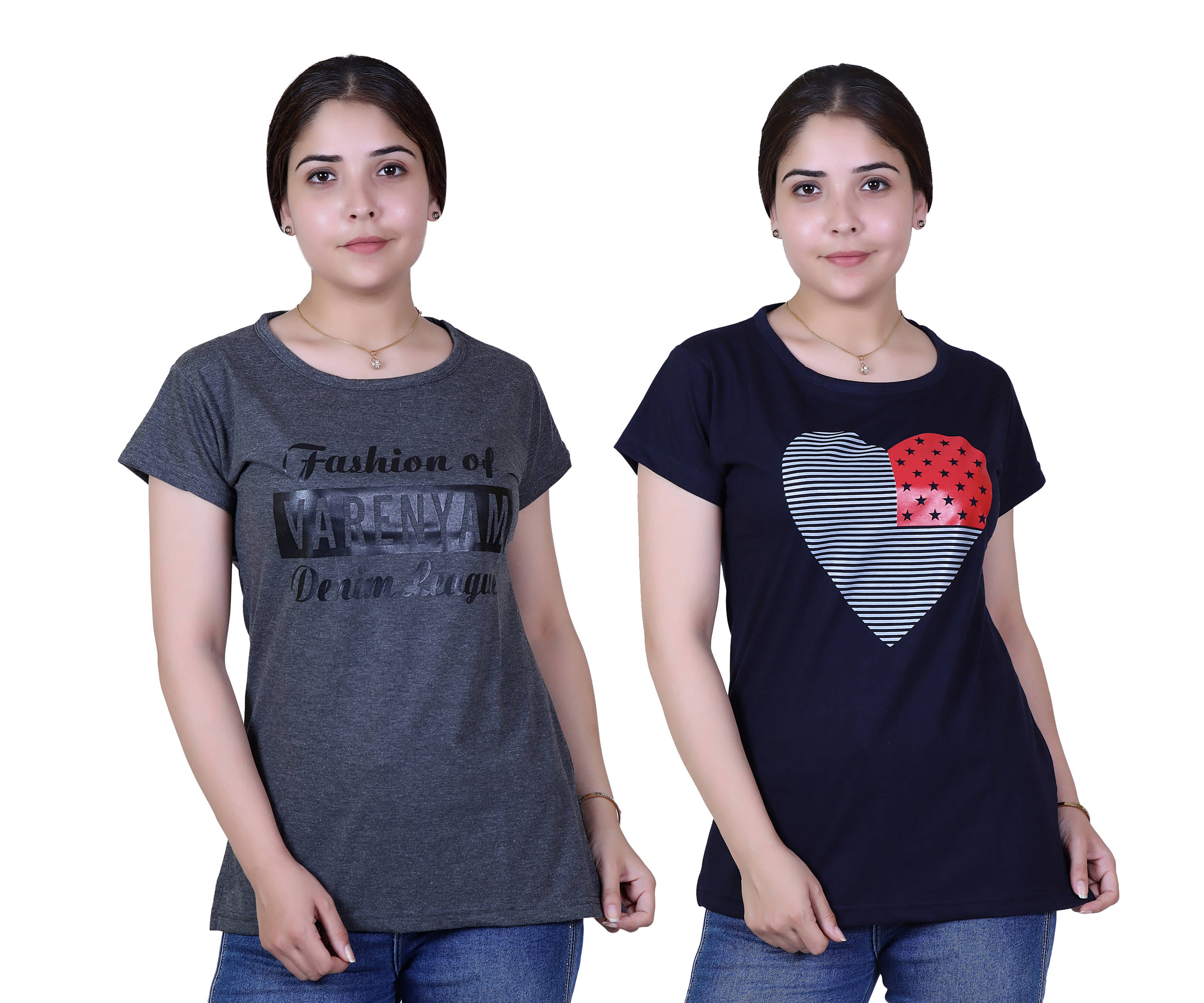     			Varenyam Women Cotton Regular Fit Round Neck T-Shirt ( Grey )