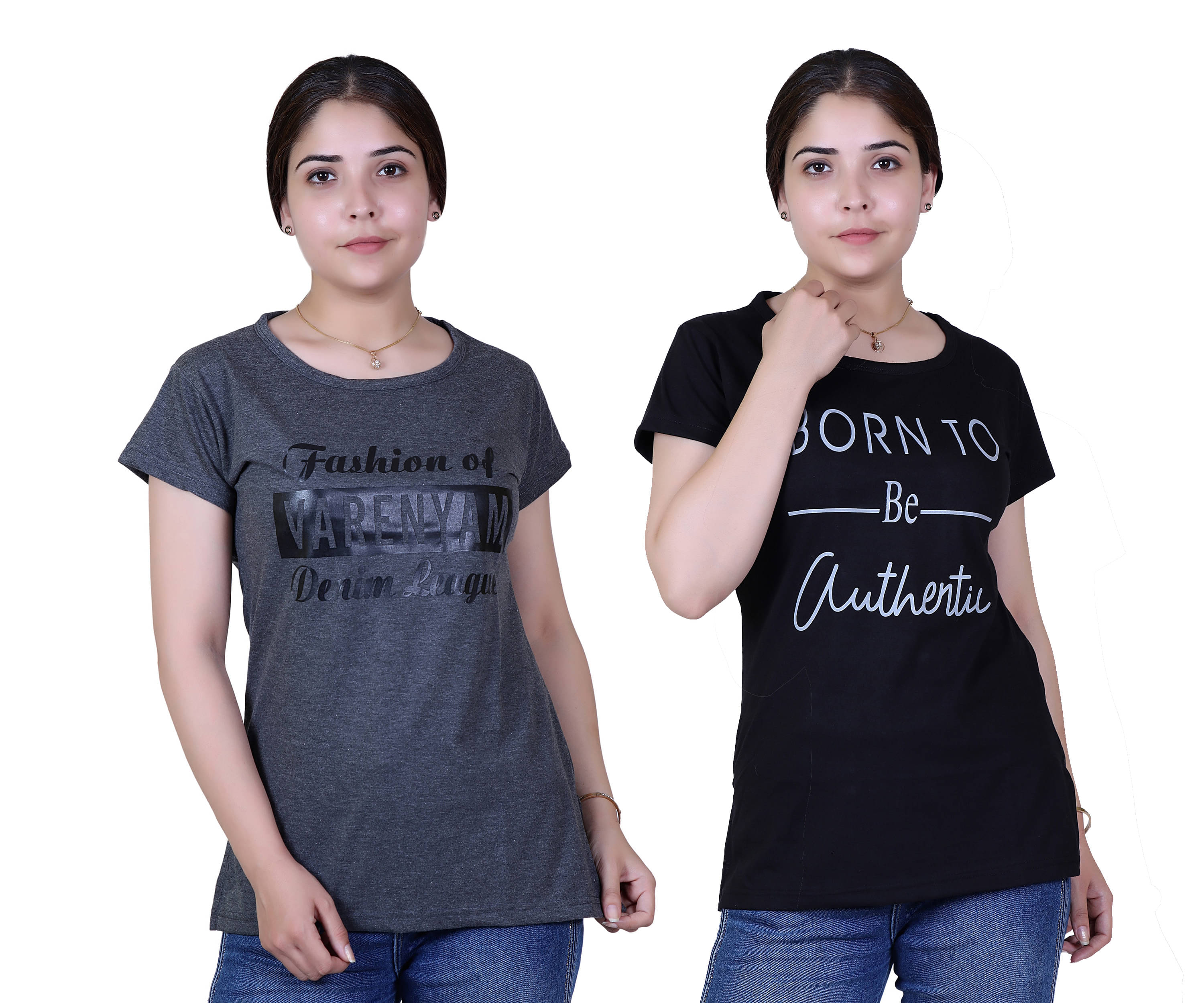     			Varenyam Women Cotton Regular Fit Round Neck T-Shirt ( Grey )