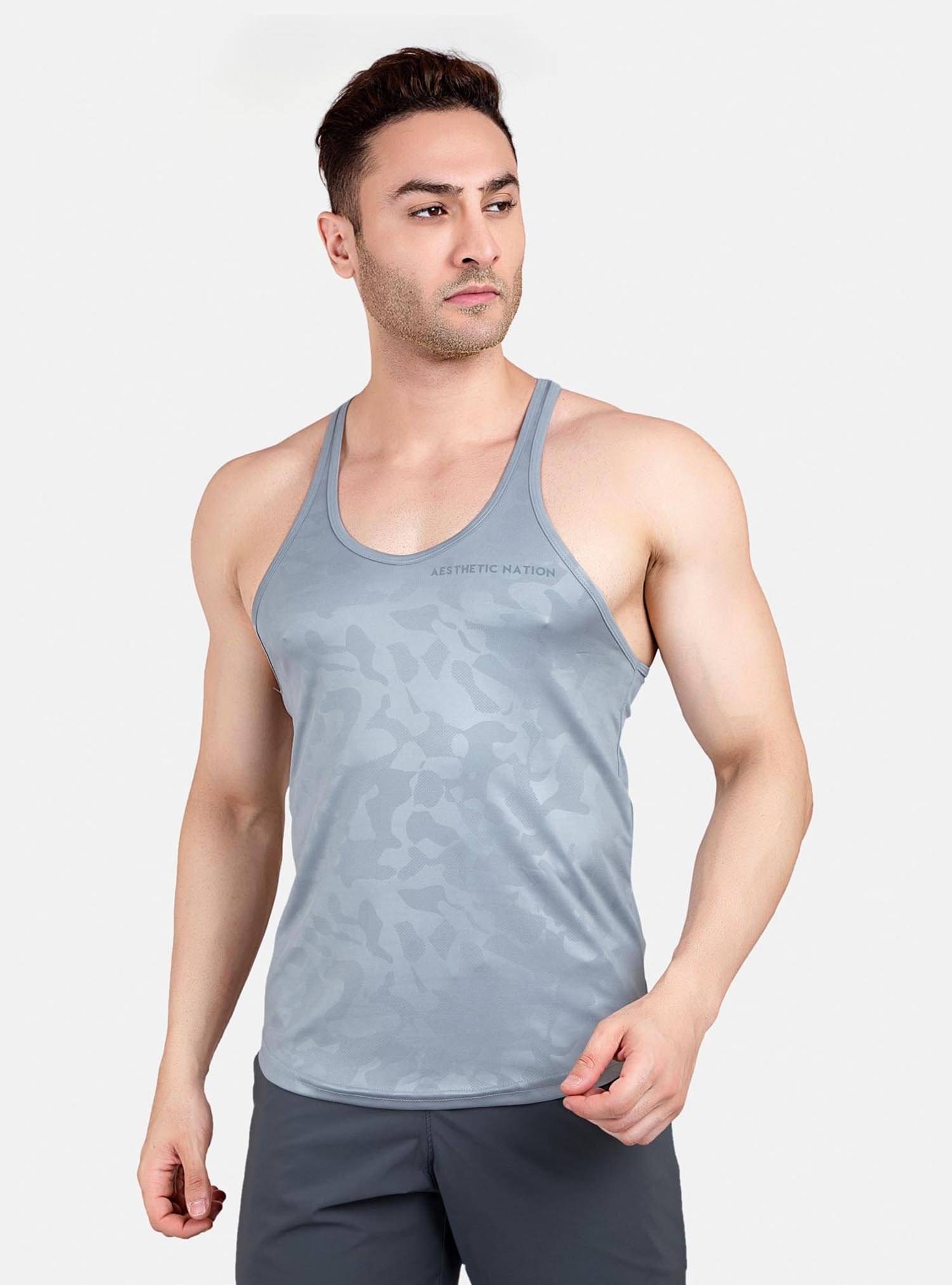 Aesthetic Nation Pack of 1 Polyester Sleeveless Vest For Men ( Grey ) Aesthetic Nation Pack of 1 Polyester Sleeveless Vest For Men ( Grey )