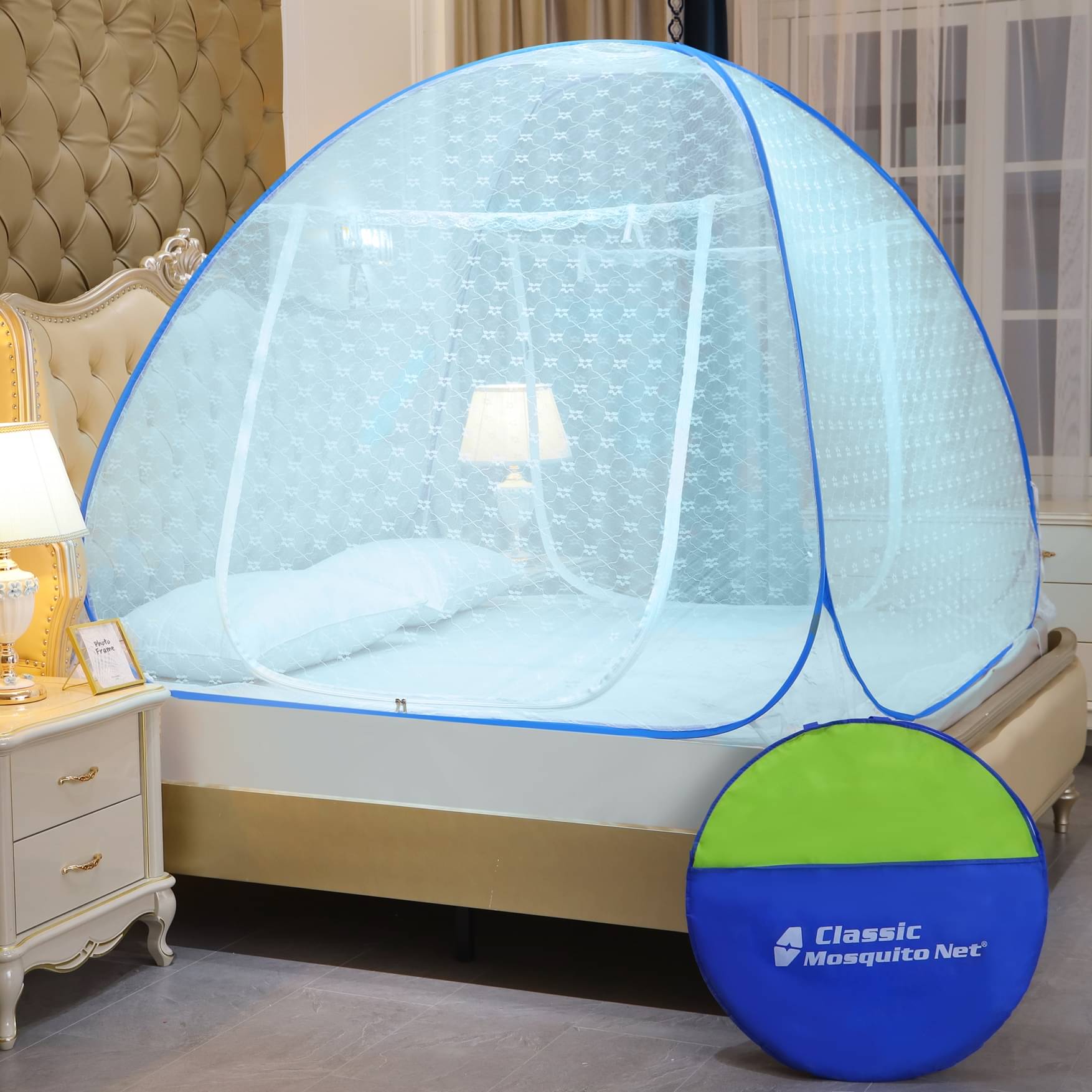     			Classic Mosquito Net, Machardani - Blue Polycotton Foldable Mosquito Net, Machardani ( Pack of 1 )