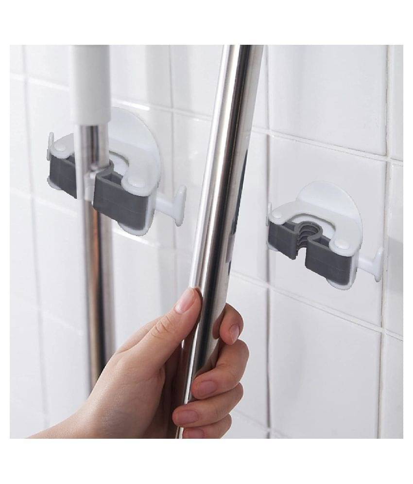     			DeoDap Wall Mounted 1-Layer Mop & Broom Hanger Holder (2 Pieces, Multicolor)