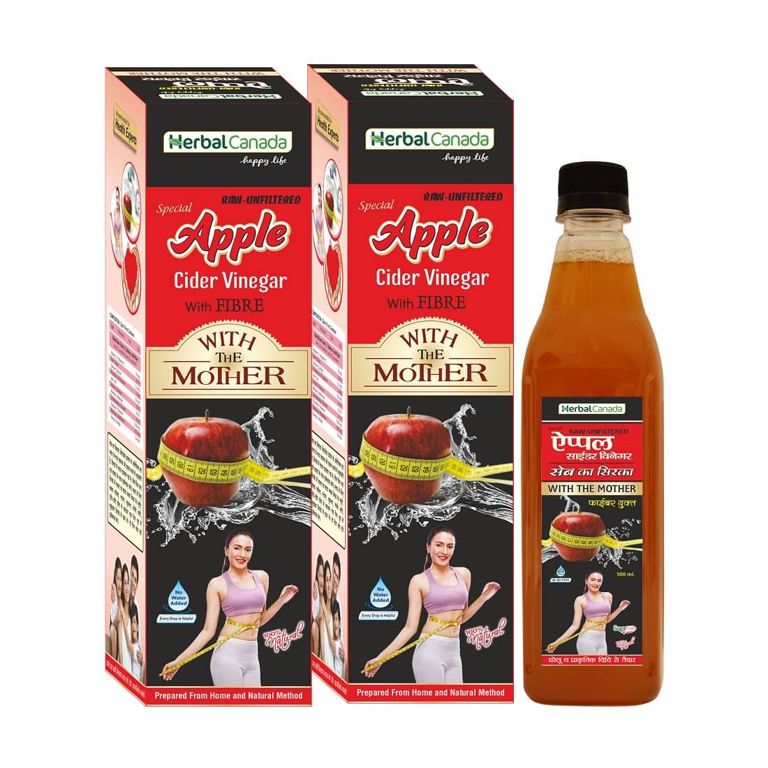 Herbal Canada Apple Cider Vinegar With Mother 500 ml Fruit Pack of 2 Herbal Canada Apple Cider Vinegar With Mother 500 ml Fruit Pack of 2