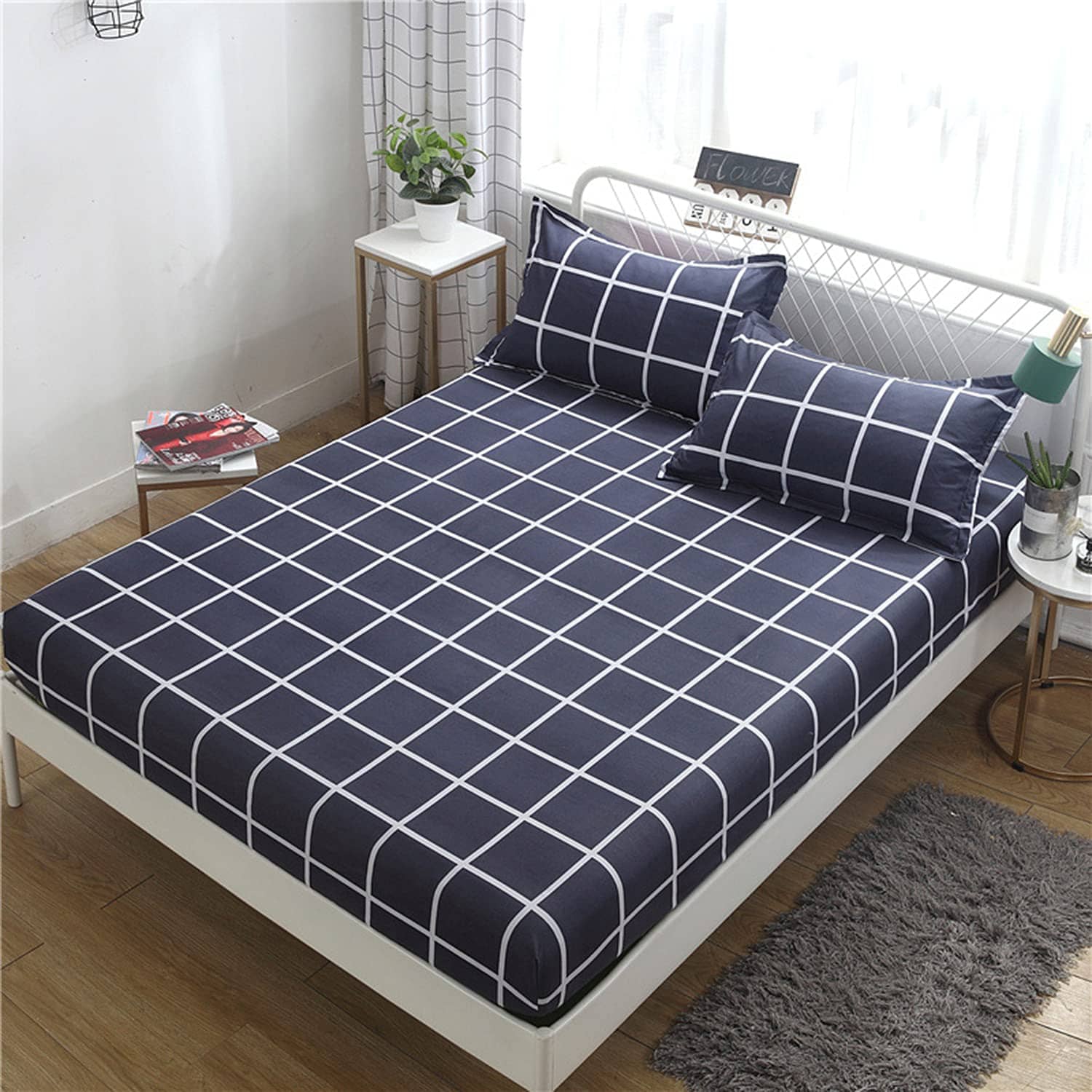 House Of Quirk Polyester Queen Bedsheet ( Blue )