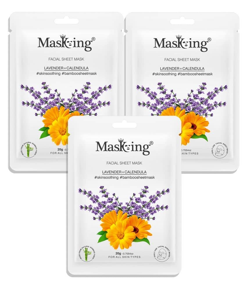 Masking Lavender & Calendula Bamboo Face Sheet Mask 80 ml Pack of 4
