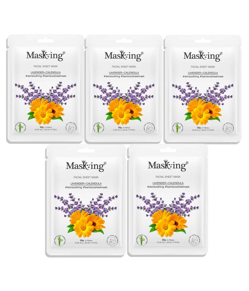 Masking Lavender & Calendula Bamboo Face Sheet Mask 80 ml Pack of 4