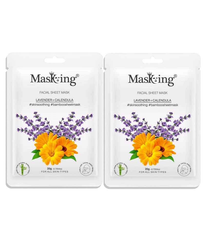 Masking Lavender & Calendula Bamboo Face Sheet Mask 80 ml Pack of 4