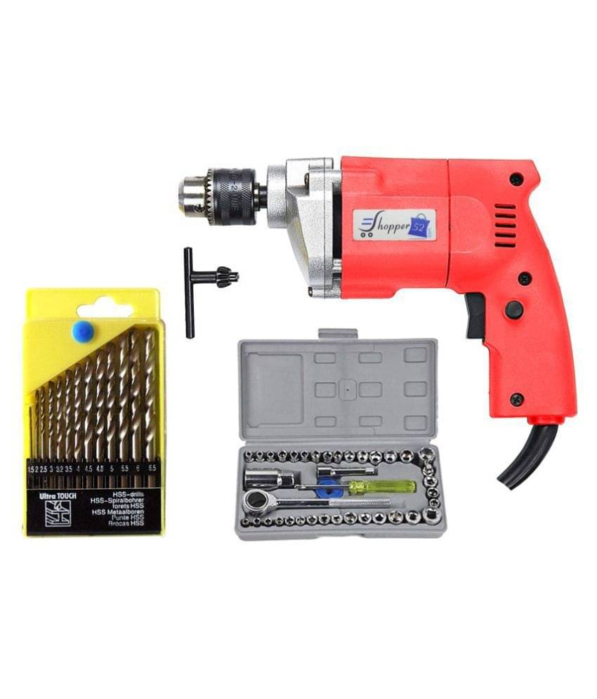 Shopper52 - Drill Machine Combo 350W 10mm Corded Drill Kit Shopper52 - Drill Machine Combo 350W 10mm Corded Drill Kit
