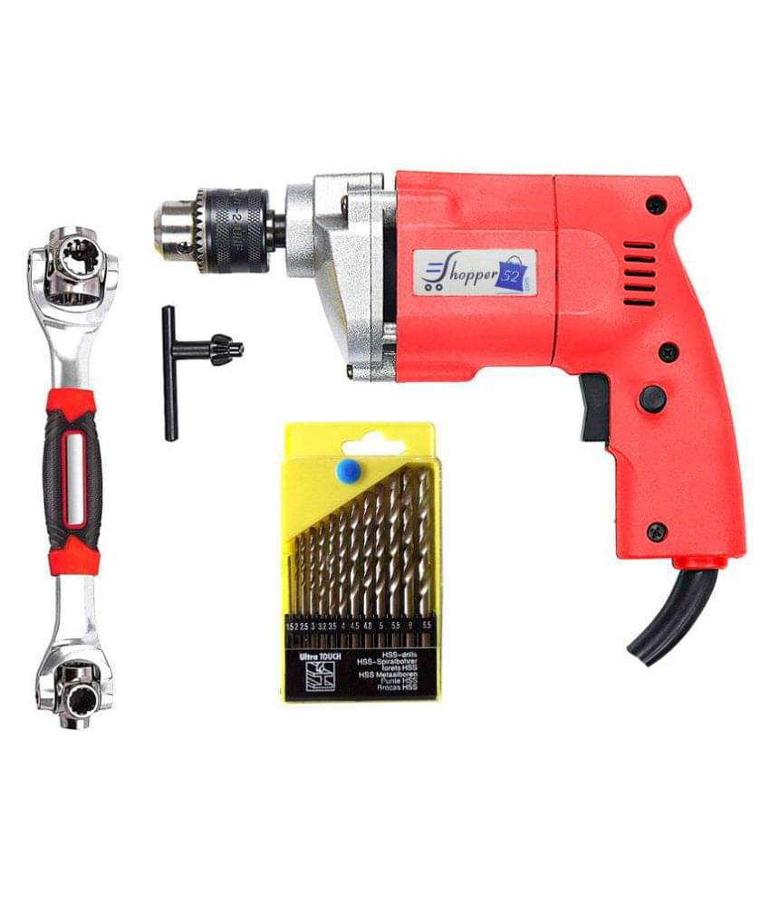 Shopper52 - Drill Machine Combo 350W 10mm Corded Drill Kit Shopper52 - Drill Machine Combo 350W 10mm Corded Drill Kit