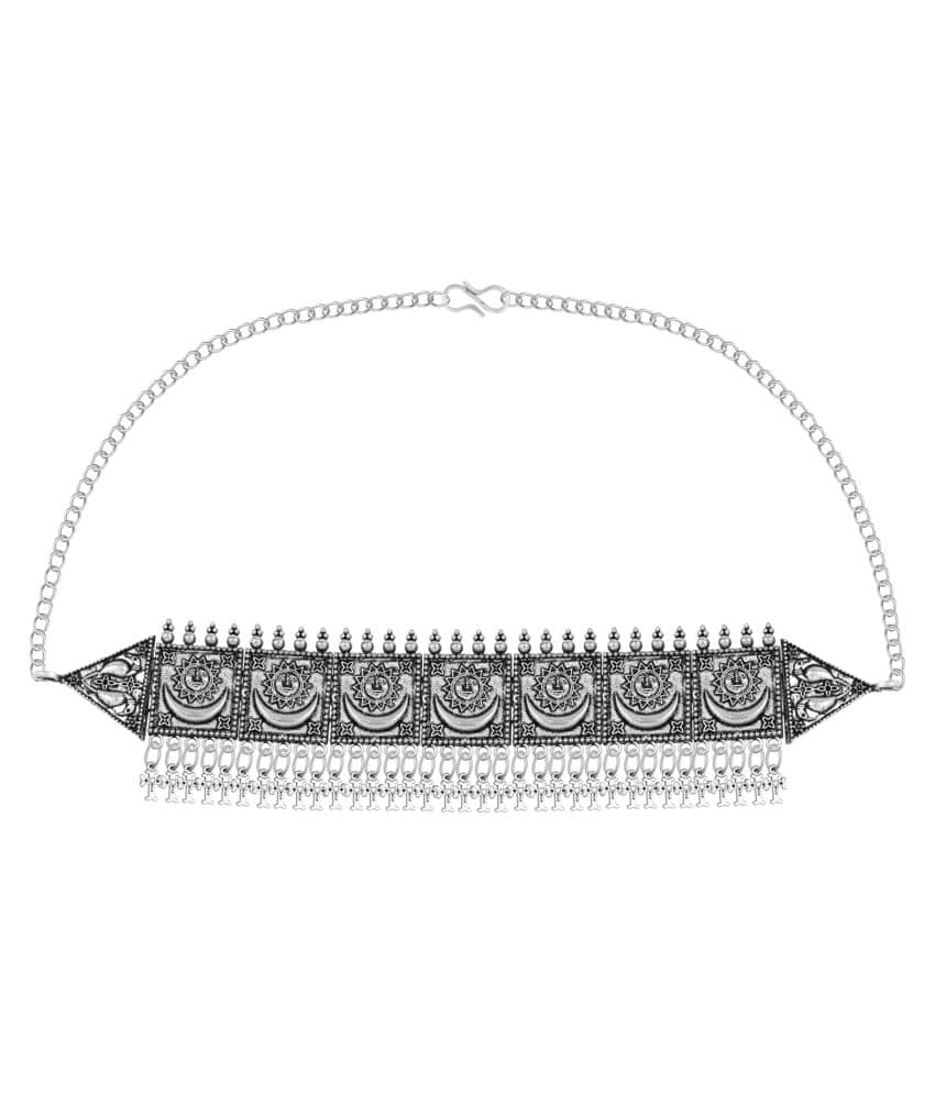 ShreejiHuf Alloy Silver Traditional Necklace Choker